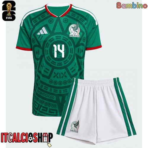 Messico Erik Lira #6 Prima Maglia Bambino Mondiali 2026 Manica Corta (+ Pantaloni corti)